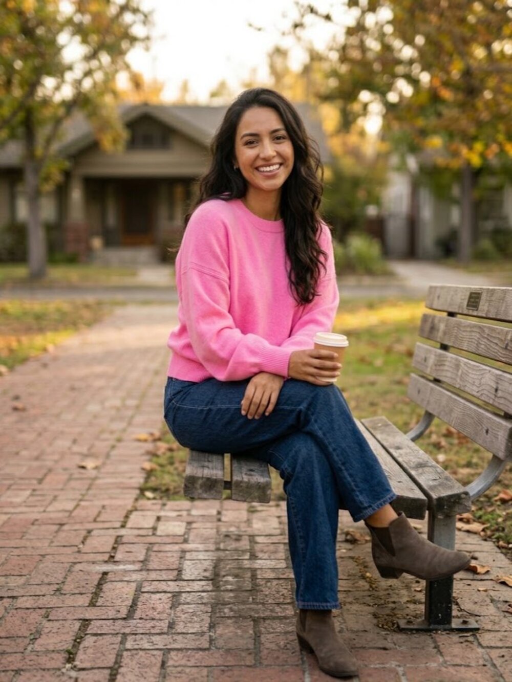 J. Crew 100% Cashmere Neon Geranium Pink Sleeve Crewneck Sweater Medium CT389